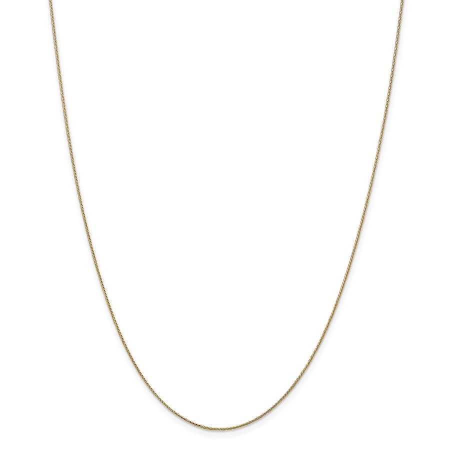 14k Gold Diamond-cut 0.65 mm Spiga: 14k Gold Diamond-cut 0.65 mm Spiga Pendant Chain Necklace - 18 in SKU no: RBJ163747 Metal: Gold Purity: 14k Finish: Polished Length Of Item: 18 in Chain Type: Spiga (Wheat) Chain Length: