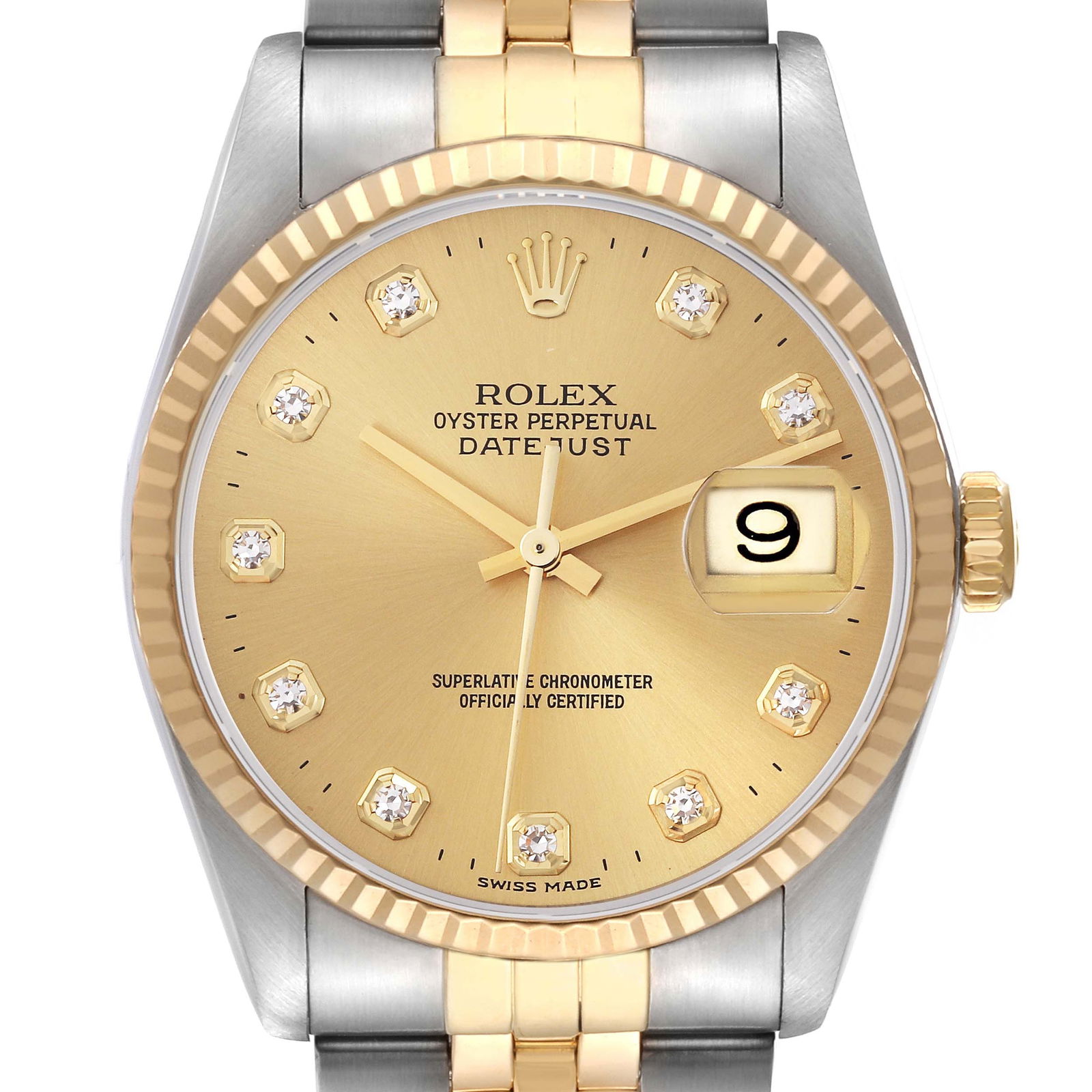 Rolex Datejust Steel Yellow Gold Diamond: Rolex Datejust Steel Yellow Gold Diamond Dial Mens Watch SKU no: RBJ65368 Brand: Rolex Model Name: Rolex Datejust Steel Yellow Gold Diamond Dial Mens Watch 16233 Model Number: 16233 Year: 1993 - 1994