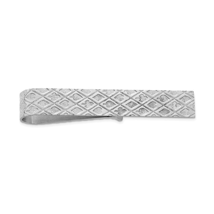 Sterling Silver Rhodium-plated Tie Bar -: Sterling Silver Rhodium-plated Tie Bar - Ace of Spades SKU no: RBJ183278 Metal: Sterling Silver Purity: .925 Finish: Polished Length Of Item: 50 mm Guidelines for Bidding We recommend for