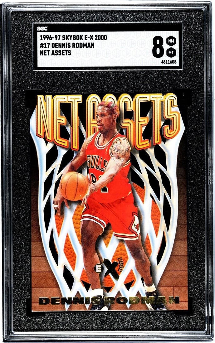 dennis rodman 1996-97 skybox e-x 2000: dennis rodman 1996-97 skybox e-x 2000 net assets die-cut card #17- SGC graded 8 Dennis Rodman 1996-97 Skybox E-X 2000 Net Assets Die-Cut Card #17- SGC Graded 8 SKU no: RBJ8153732677720 Guidelines for