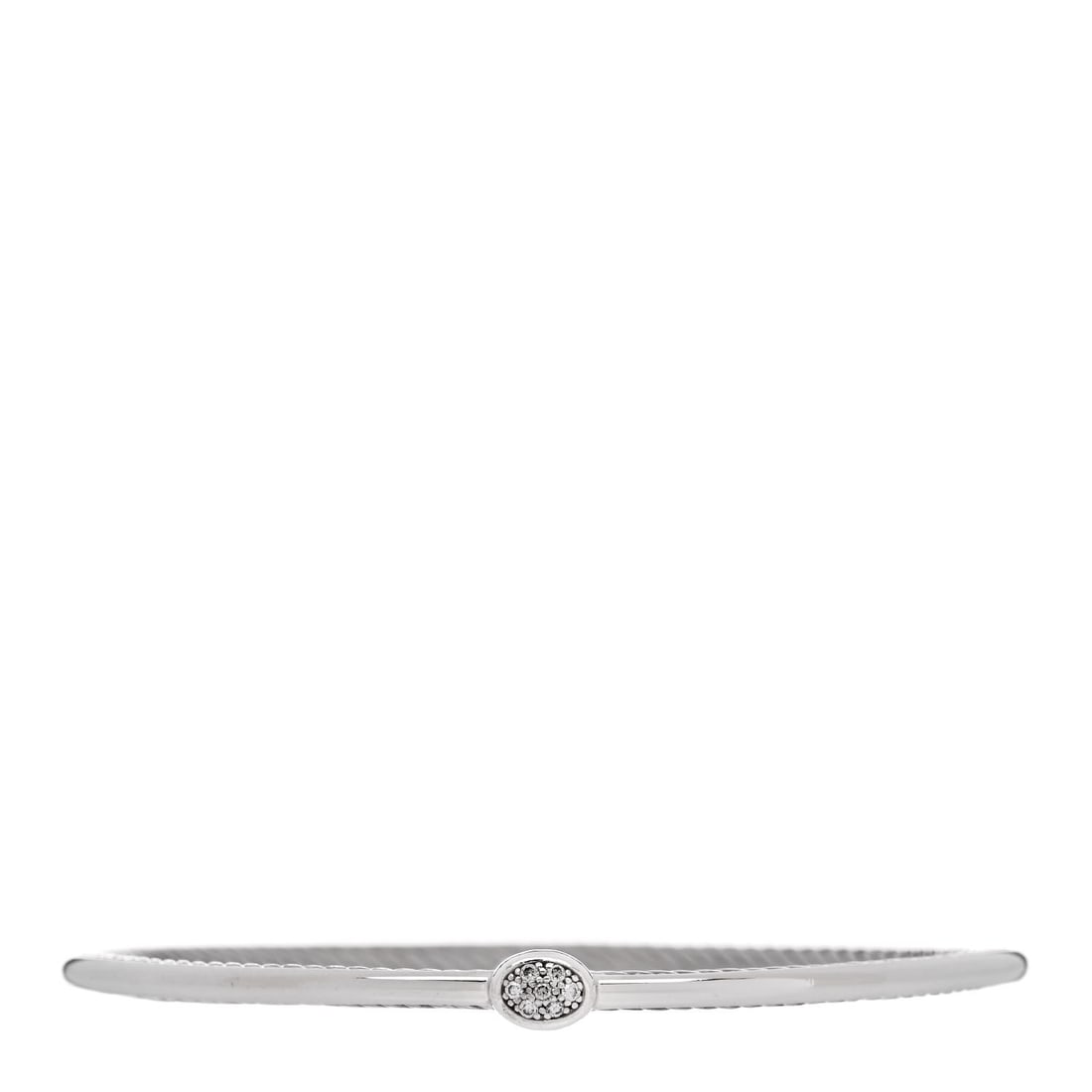 David Yurman Sterling Silver Diamond 3mm: David Yurman Sterling Silver Diamond 3mm Oval Cable Bangle Bracelet Brand: DAVID YURMAN Condition: Shows Wear Condition Details: Hardware: Scratch(es),Due to grading limitations imposed by mounted sto