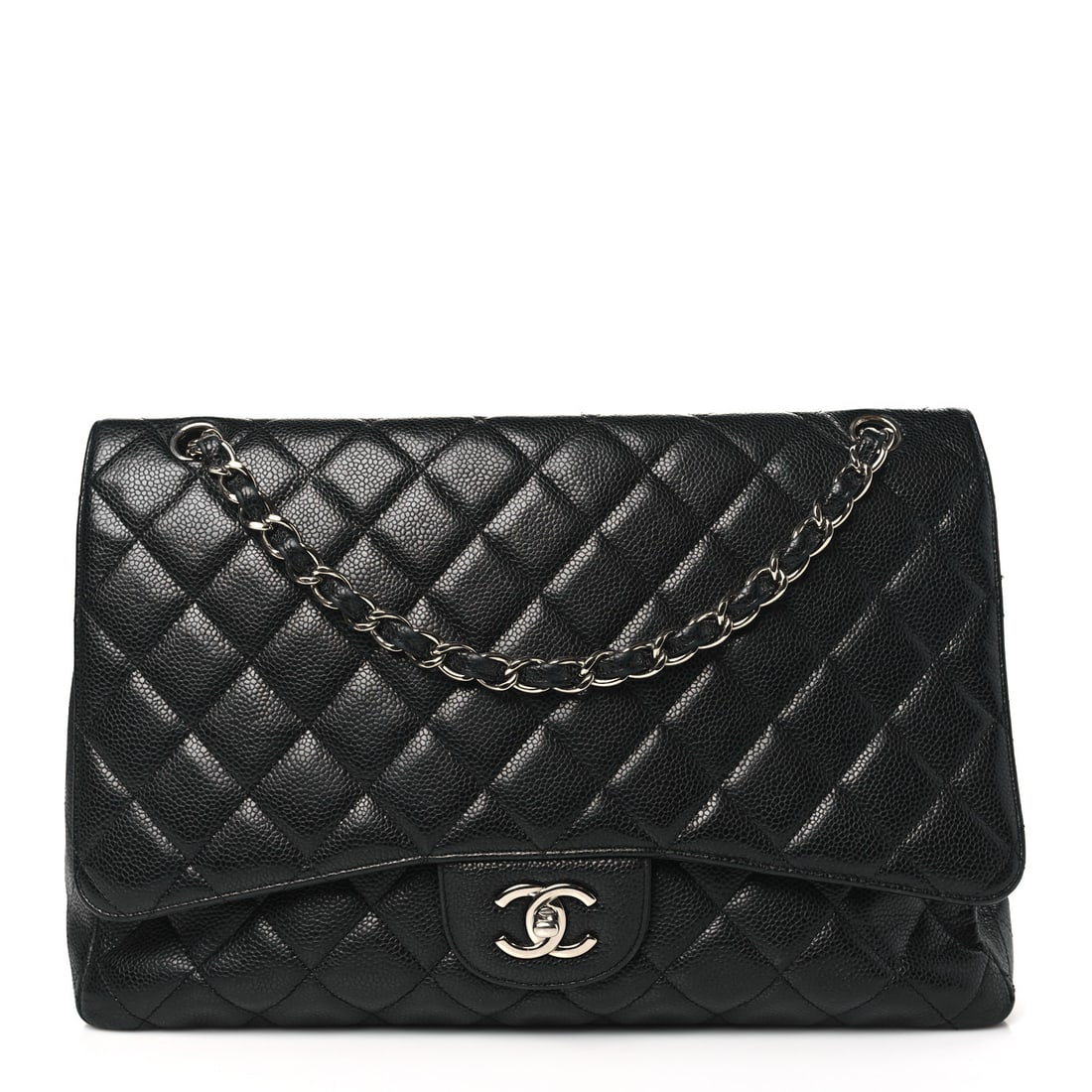 Chanel Caviar Quilted Maxi Single Flap: Chanel Caviar Quilted Maxi Single Flap Black Brand: CHANEL Condition: Shows Wear Condition Details: Exterior: Corner wear, structure wear, edge wear, frayed, Handle: Edge wear, Hardware: Scratch(es),