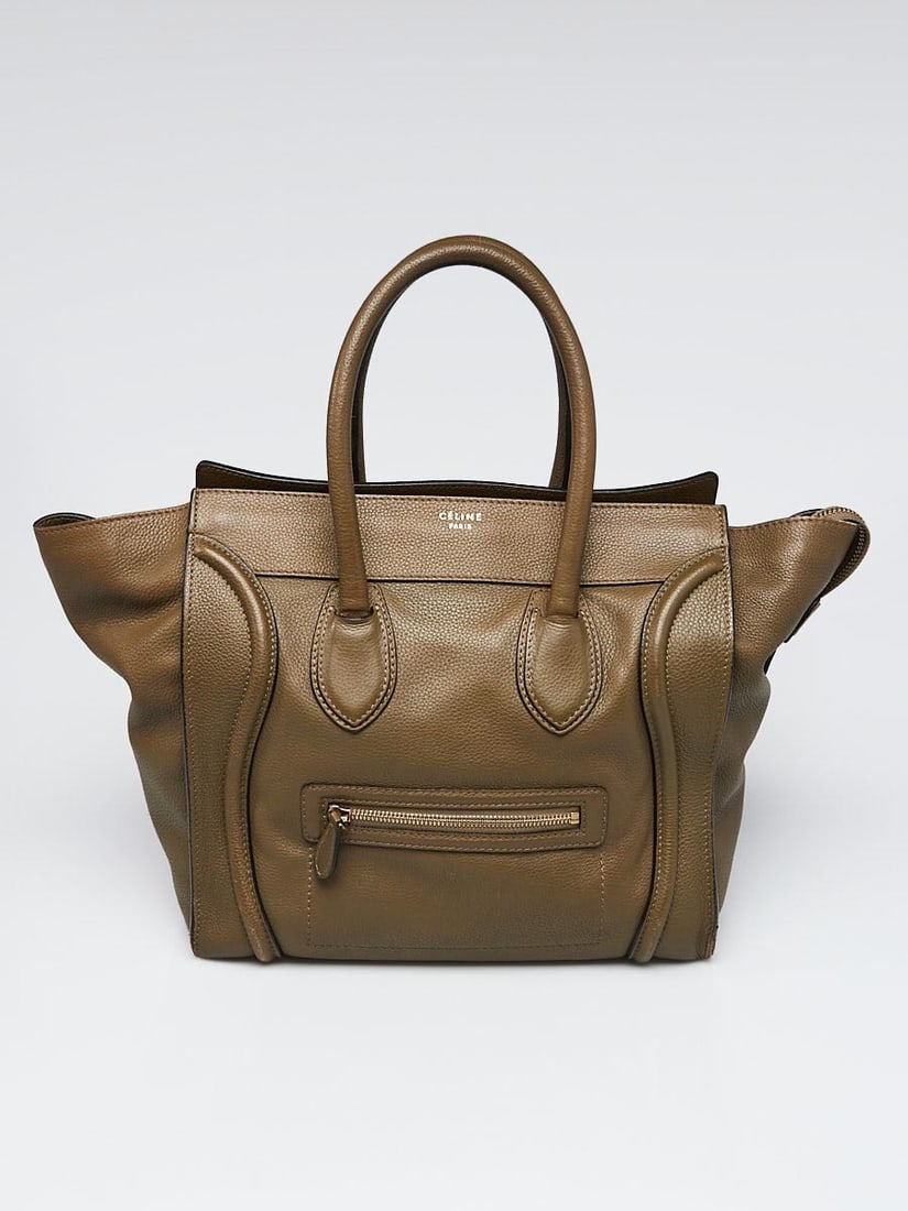 CELINE Jungle Drummed Calfskin Leather Mini: CELINE Jungle Drummed Calfskin Leather Mini Luggage Tote Bag Overall Condition: Well used Exterior Condition: Well used Interior Condition: Gently used Designer: Celine Material: Jungle pebbled leathe