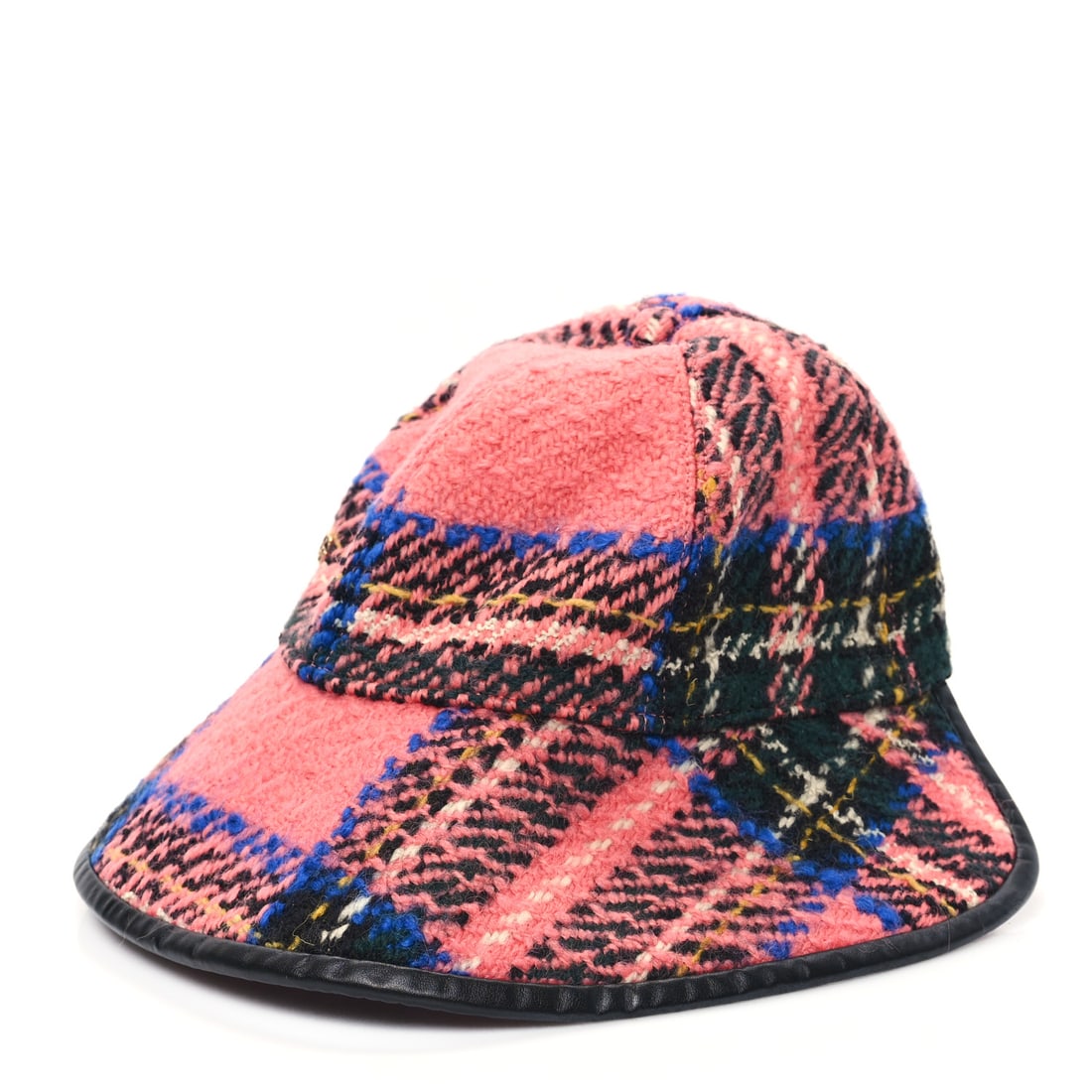 Gucci Wool Tweed Wide Brim Hat: Gucci Wool Tweed Wide Brim Hat L Blue Pink Black Brand: GUCCI Condition: Excellent Condition Details: Interior: Surface wear, marks, Hardware: Faint scratch(es), Exterior: Surface wear,Retail tags att