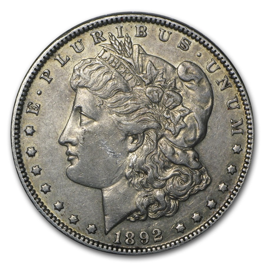 1892 Morgan Dollar XF: 1892 Morgan Dollar XF SKU no: RBJ8454 Year: 1892 Grade: Extra Fine Grade Service: None Denomination: $1.00 Mint Mark: P - Philadelphia (Not Shown) Metal Content: 0.7734 troy oz P