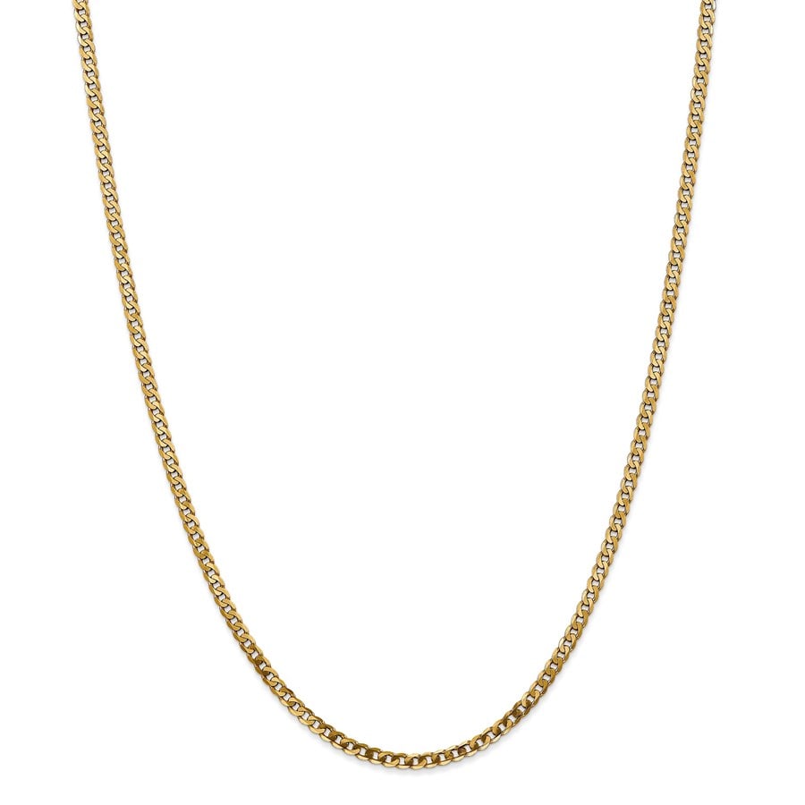 14k 2.9 mm Beveled Curb Chain Necklace - 24 in.: 14k 2.9 mm Beveled Curb Chain Necklace - 24 in. SKU no: RBJ165580 Metal: Gold Purity: 14k Finish: Polished Length Of Item: 24 in Chain Type: Curb Chain Length: 24 in Chain Width: