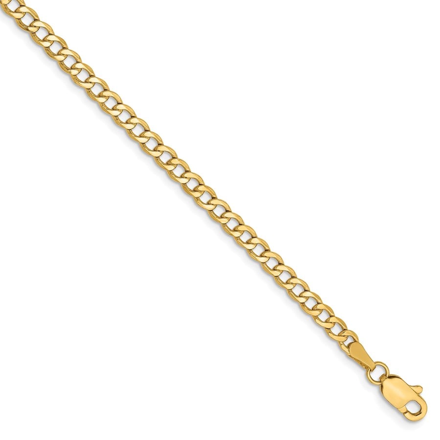 14k Yellow Gold 2.85 mm Semi-Solid: 14k Yellow Gold 2.85 mm Semi-Solid Curb Link Chain - 9 in. Product Id: 183830 Metal: Gold Purity: 14K Finish: Polished Length Of Item: 9 in Chain Type: Curb Chain Length: 9 in Ch