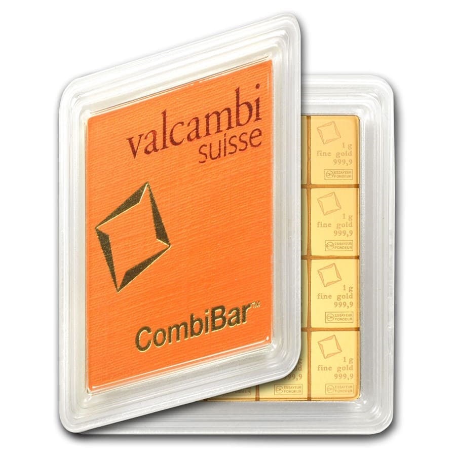 20 x 1 gram Gold Valcambi CombiBar (In Assay): 20 x 1 gram Gold Valcambi CombiBar (In Assay) SKU no: RBJ81533 Year: Random Grade: None Grade Service: Assay Card Denomination: 1 gram Mint Mark: N/A - Not Available Metal Content: 0.643