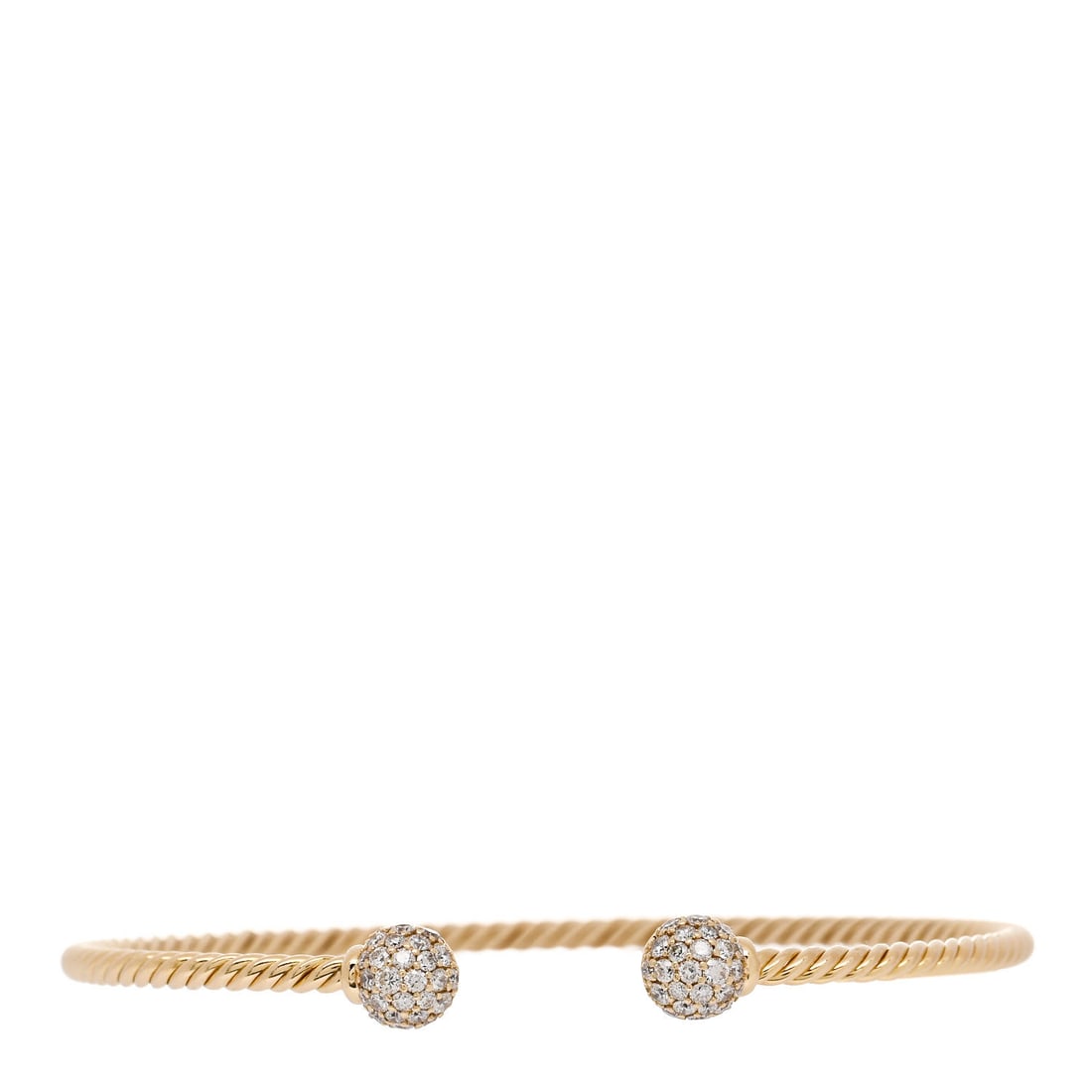 David Yurman 18K Yellow Gold Diamond 2.6mm Solari Cablespira Bracelet: David Yurman 18K Yellow Gold Diamond 2.6mm Solari Cablespira Bracelet Brand: DAVID YURMAN Condition: Excellent Condition Details: Hardware: Faint scratch(es), , Due to grading limitations imposed by m