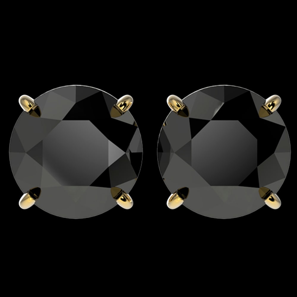 4.19 ctw Fancy Black Diamond Solitaire Stud Earrings 10k Yellow Gold: 4.19 ctw Fancy Black Diamond Solitaire Stud Earrings 10k Yellow Gold Item: Diamond StudTotal Gem weight: 4.19 carats Metal: Solid 10k Yellow Gold Gold Product Weight: Approx. 3.4 grams Jewelry N