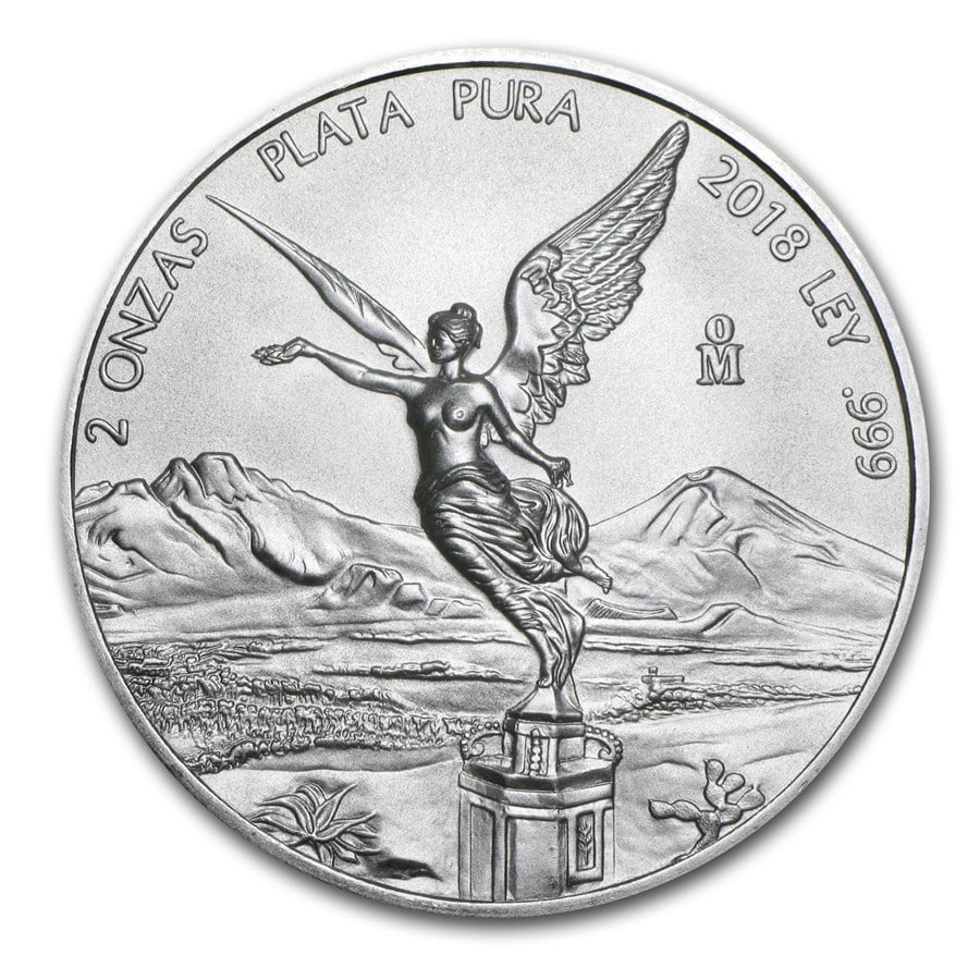 2018 Mexico 2 oz Silver Libertad BU: 2018 Mexico 2 oz Silver Libertad BU SKU no: RBJ162407 Year: 2018 Grade: Brilliant Unc Grade Service: None Denomination: 2 Onzas Mint Mark: Mo - Mexico City Metal Content: 2 troy oz