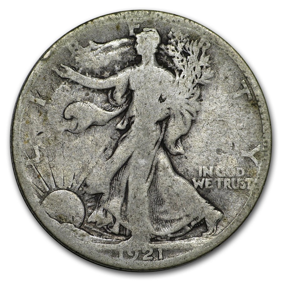 1921-S Walking Liberty Half Dollar Good: 1921-S Walking Liberty Half Dollar Good Product ID: 5401 Year: 1921 Grade: Good Grade Service: None Denomination: $0.50 Mint Mark: S - San Francisco Metal Content: 0.3575 troy oz