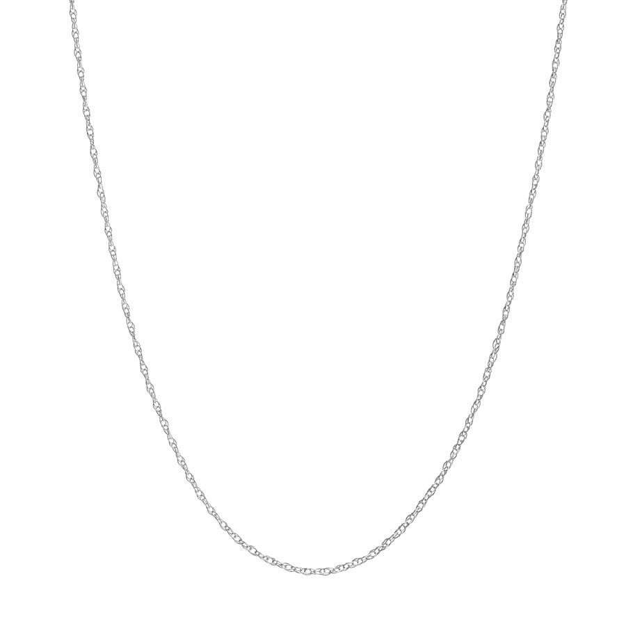 10K White Gold 0.7 mm Replacement Rope Chain - 18in.: 10K White Gold 0.7 mm Replacement Rope Chain - 18in. SKU no: RBJ245912 Metal: Gold Purity: 10K Finish: Polished Length Of Item: 18in Chain Type: Replacement Ropes Chain Width: 0.7mm <