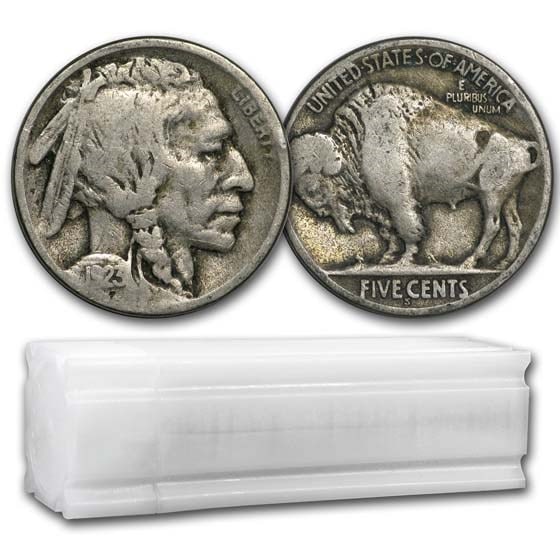 1923-S Buffalo Nickel 40-Coin Roll Avg Circ: 1923-S Buffalo Nickel 40-Coin Roll Avg Circ SKU no: RBJ56313 Year: 1923 Grade: Average Circulated Grade Service: None Denomination: $0.05 Mint Mark: S - San Francisco Metal Content: 0 tro