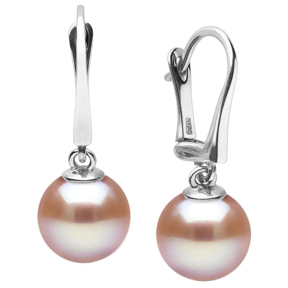 Pink Freshwater Pearl Dangle Earrings: Pink Freshwater Pearl Dangle Earrings 14K White Gold / 7.0-8.0mm Guidelines for Bidding We recommend for all bidders to review the LiveAuctioneers bidding FAQ to learn about the auction and bidding pr