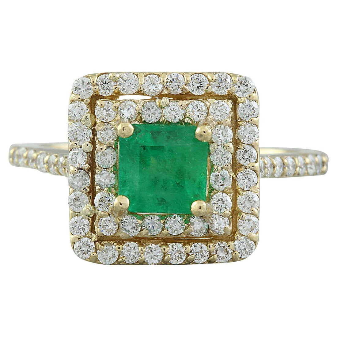 Emerald 14K Yellow Gold Diamond Ring: Natural Emerald 14K Yellow Gold Diamond Ring Ring Size: 7 US, Resizable Metal: 14k Gold, Yellow Gold Stone: Diamond, Emerald Stone Cut: Emerald Cut Place of Origin: United States Period: 2010-