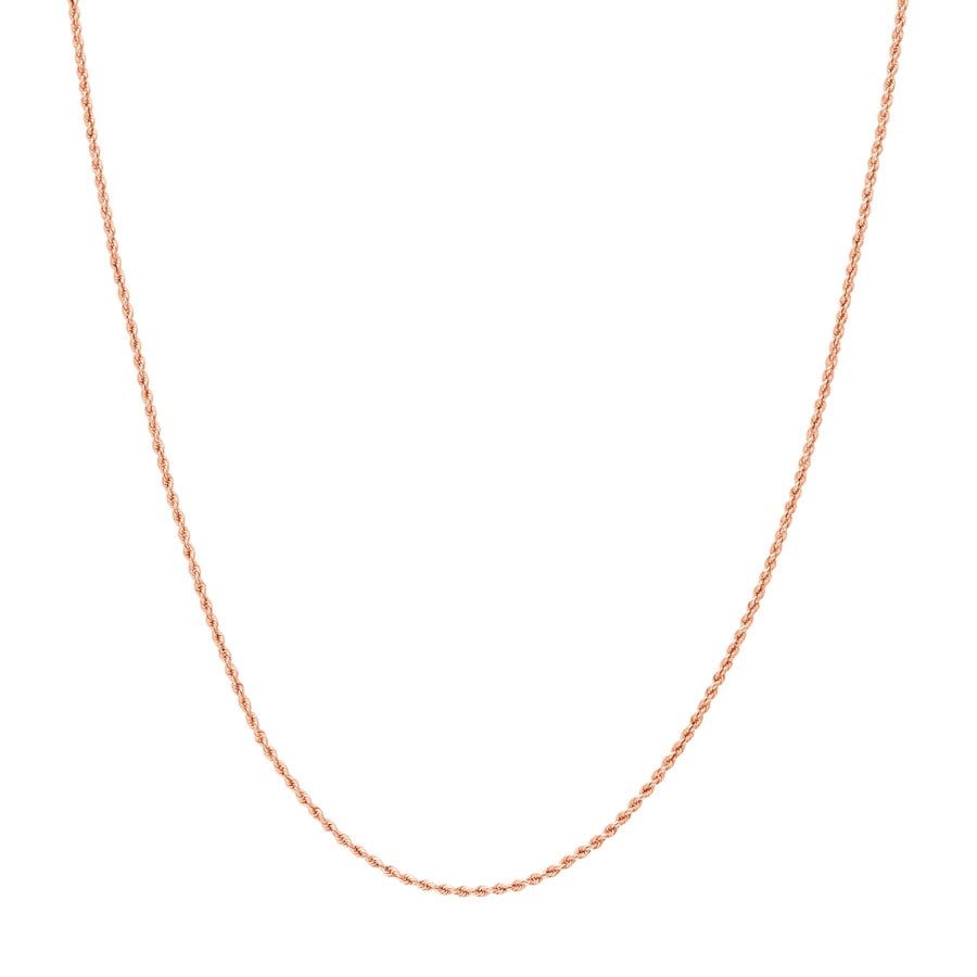 14K Rose Gold 1.8 mm Rope Chain w/ Lobster Clasp - 18 in.: 14K Rose Gold 1.8 mm Rope Chain w/ Lobster Clasp - 18 in. SKU no: RBJ239616 Metal: Gold Purity: 14K Finish: Polished Length Of Item: 18in Chain Type: Rope Chain Width: 1.8mm Clas