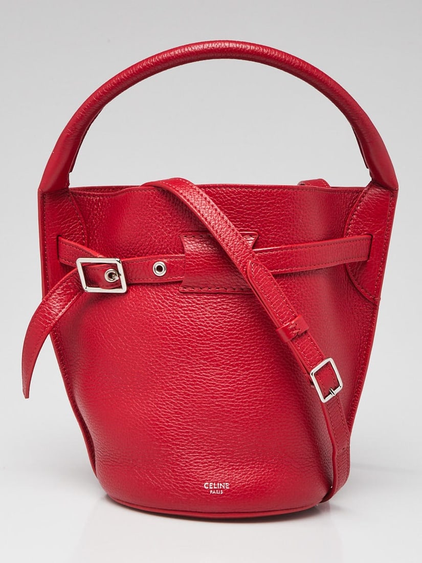 Celine Red Drummed Leather Nano Big: Celine Red Drummed Leather Nano Big Bucket Bag Overall Condition: Like new Exterior Condition: Like new Interior Condition: Like new Designer: Celine Material: Red pebbled leather Includes: Dust b