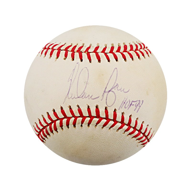 nolan ryan hall of famer mets: nolan ryan hall of famer mets angels astros rangers autographed signed budig OAL baseball (JSA COA) Nolan Ryan Hall of Famer Mets Angels Astros Rangers Autographed Signed Budig OAL Baseball (JSA COA)