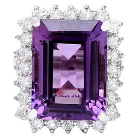 Amethyst Diamond Ring 14K White Gold (1 of 5)