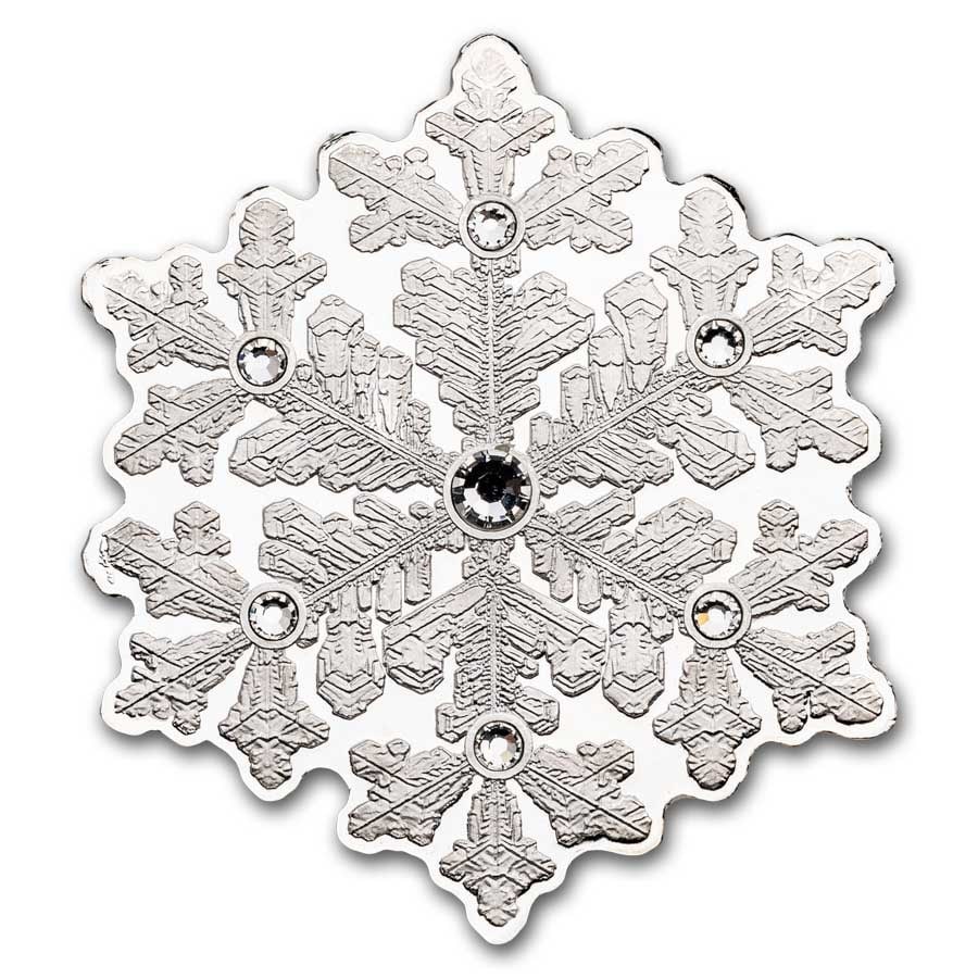 2024 Fiji 1/2 oz Silver Snowflake Coin w/ Crystals, Box & COA: 2024 Fiji 1/2 oz Silver Snowflake Coin w/ Crystals, Box & COA SKU no: RBJ303042 Year: 2024 Grade: Proof Grade Service: None Mint Mark: None Metal Content: 0.5 troy oz Purity: .999