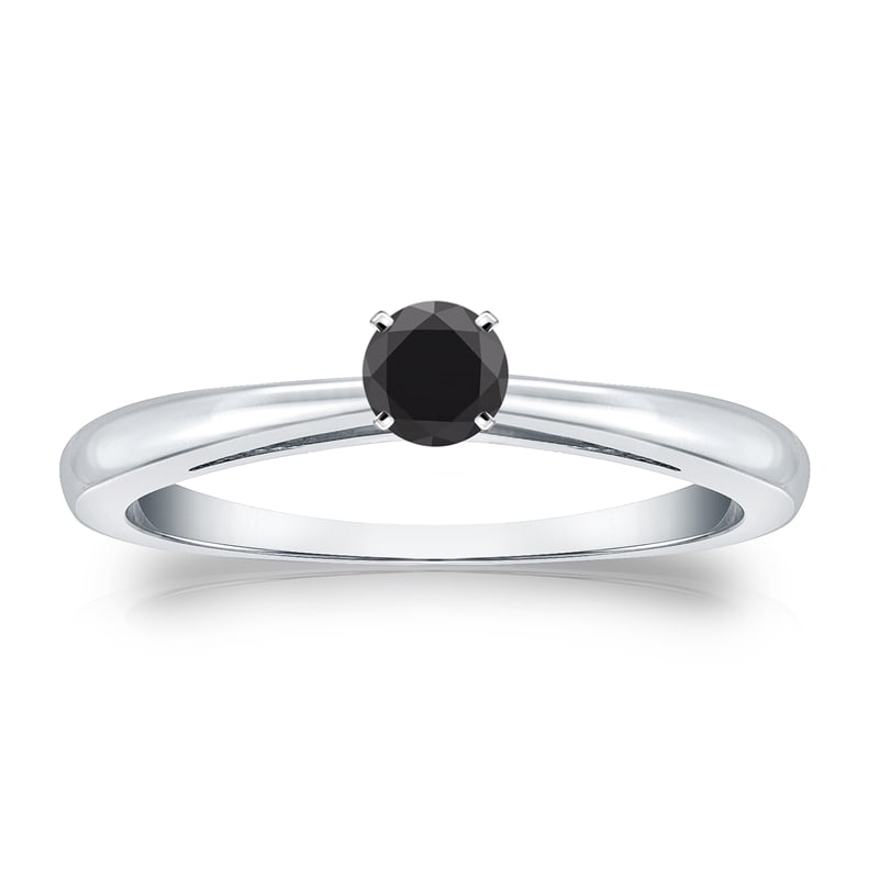 Natural 0.25 CTW Black Diamond Solitaire Ring 18K White Gold: Natural 0.25 CTW Black Diamond Solitaire Ring 18K White Gold Item No: RBKRB025-31 Metal: 18K White Gold Setting: 4-Prong Origin: Handcrafted in the USA DIAMOND INFORMATION Number of Diamo