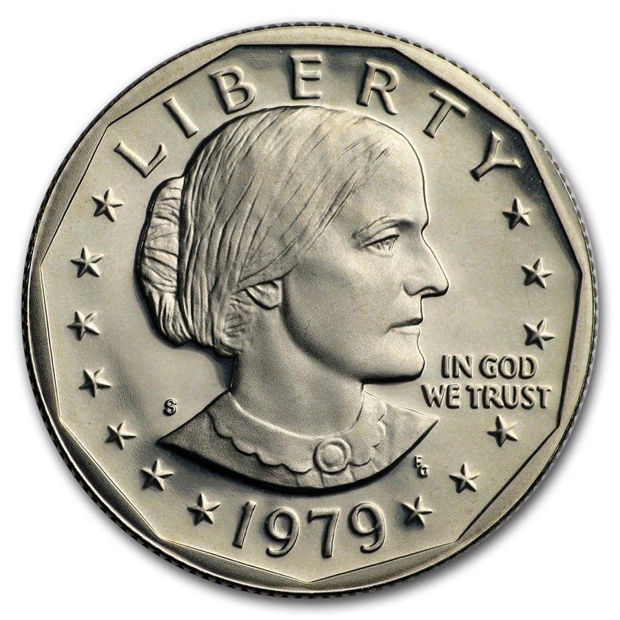 1979-S Susan B. Anthony Dollar Gem Proof Type-2: 1979-S Susan B. Anthony Dollar Gem Proof Type-2 SKU no: RBJ8533 Year: 1979 Grade: Gem Proof Grade Service: None Denomination: $1.00 Mint Mark: S - San Francisco Metal Content: 0 troy oz <