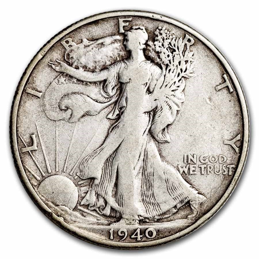 1940-S Walking Liberty Half Dollar VG/VF: 1940-S Walking Liberty Half Dollar VG/VF SKU no: RBJ10052 Year: 1940 Grade: Very Good/Very Fine Grade Service: None Denomination: $0.50 Mint Mark: S - San Francisco Metal Content: 0.3575