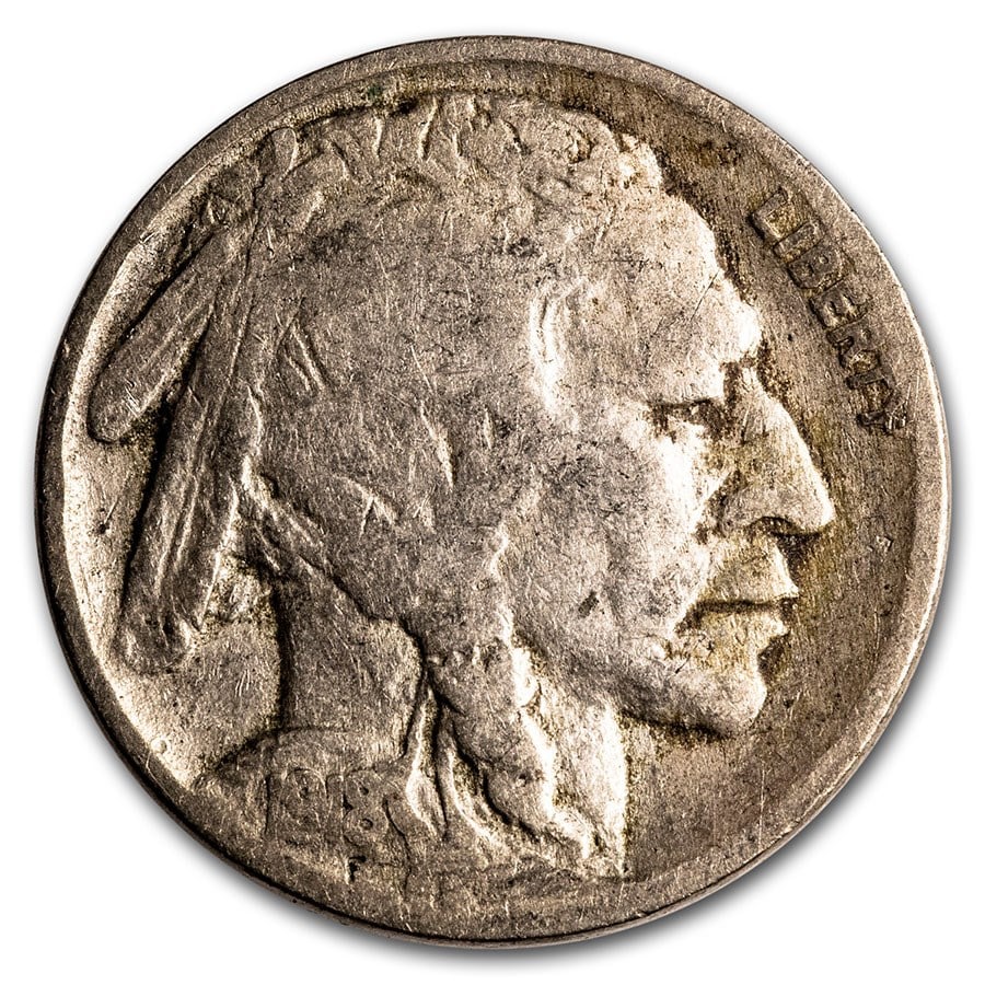 1918 Buffalo Nickel Good+: 1918 Buffalo Nickel Good+ SKU no: RBJ6342 Year: 1918 Grade: Good Grade Service: None Denomination: $0.05 Mint Mark: P - Philadelphia (Not Shown) Metal Content: 0 troy oz Purity: