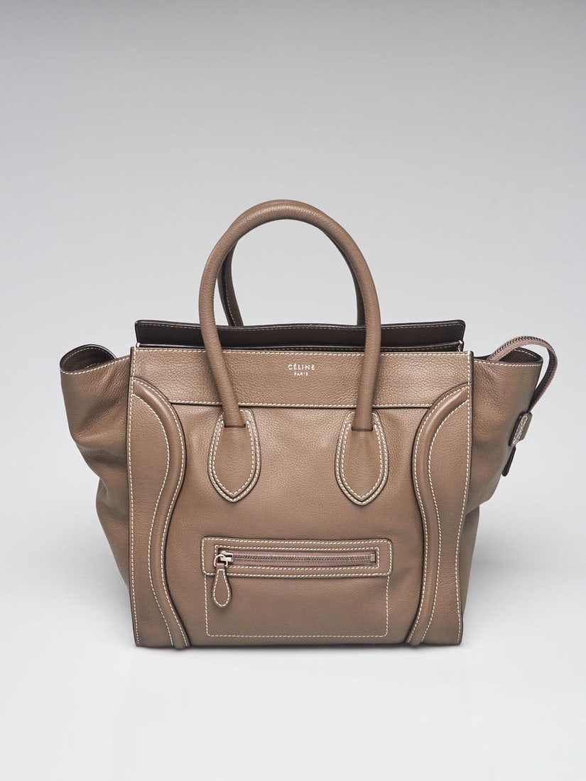 CELINE Grey Drummed Calfskin Leather Mini: CELINE Grey Drummed Calfskin Leather Mini Luggage Tote Bag Overall Condition: Gently used Exterior Condition: Gently used Interior Condition: Gently used Designer: Celine Material: Grey drummed calfsk