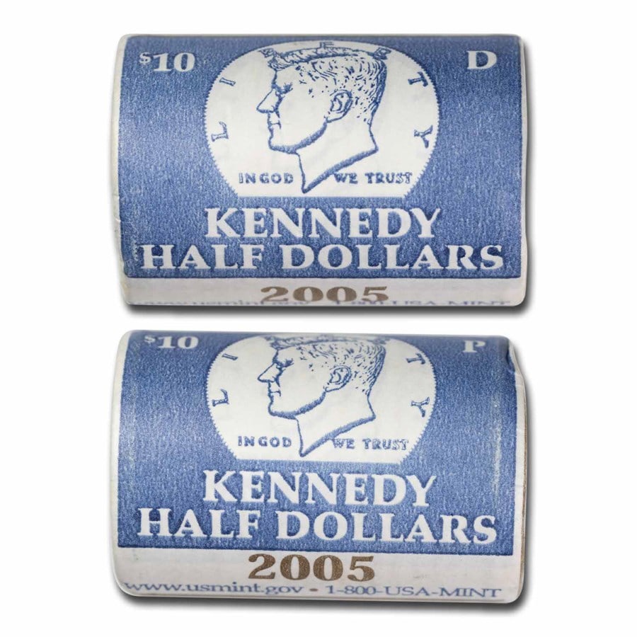 2005-P&D Kennedy Half Dollar 20-Coin 2 Rolls Set (Mint Wrapped): 2005-P&D Kennedy Half Dollar 20-Coin 2 Rolls Set (Mint Wrapped) SKU no: RBJ290574 Year: 2005 Grade: Brilliant Unc Grade Service: None Denomination: 50 Cents Mint Mark: Varies Metal Conten