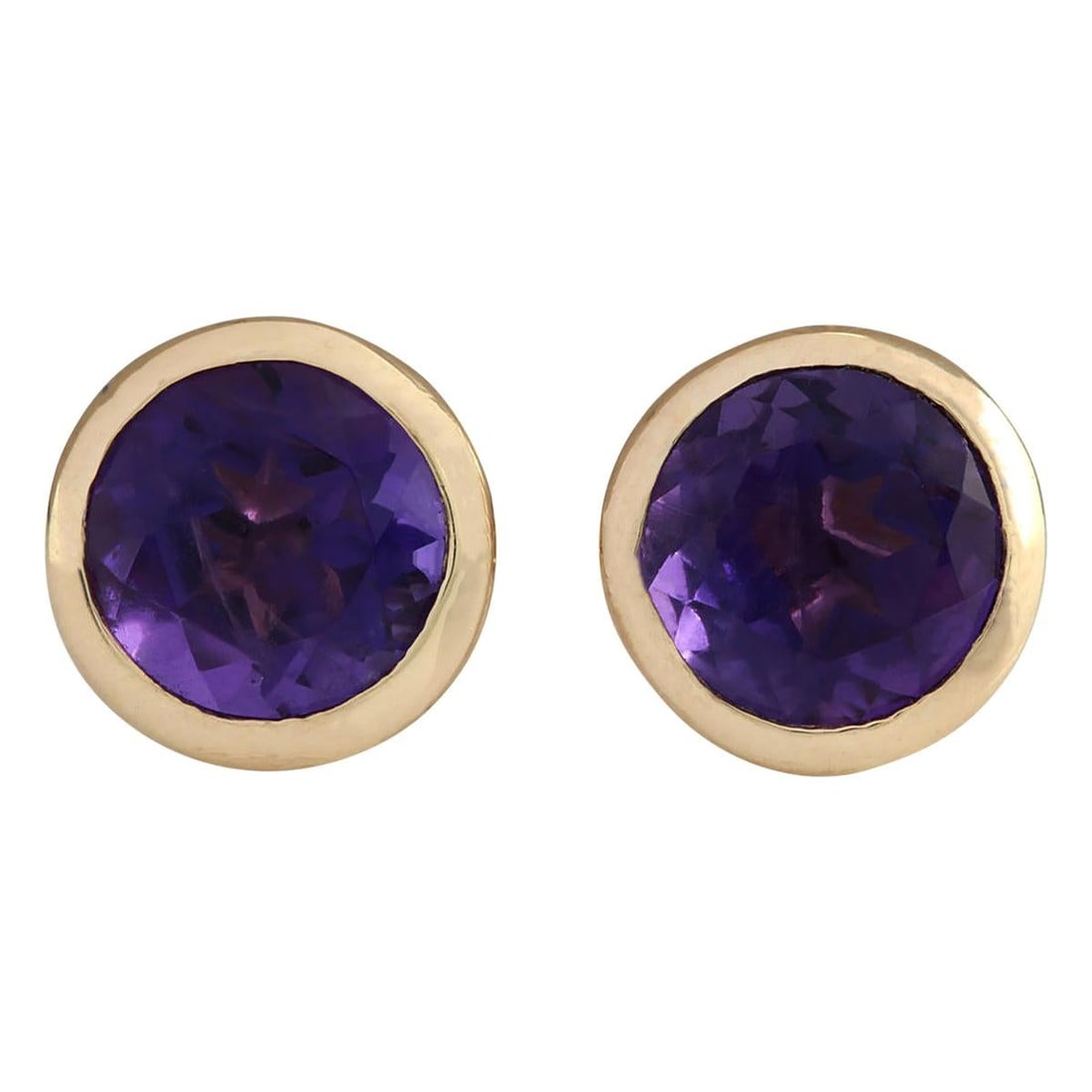 Amethyst Earrings 14K Yellow Gold: Amethyst Earrings 14K Yellow Gold Metal: 14k Gold, Yellow Gold Stone: Amethyst Stone Cut: Round Cut Lab Report Available : Place of Origin: United States Period: 2010- Date of Manufacture: 2023