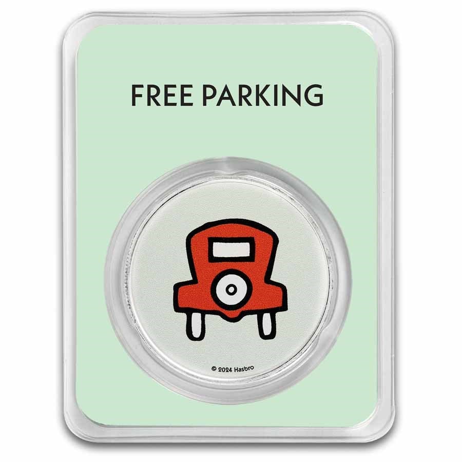 2024 Samoa 1 oz Silver Monopoly: 2024 Samoa 1 oz Silver Monopoly Board Space: Free Parking w/ TEP SKU no: RBJ283961;Year: 2024;Grade: Brilliant Unc;Grade Service: None;Denomination: 5 Dollars;Mint Mark: Not Shown;Metal Content: 1 tro