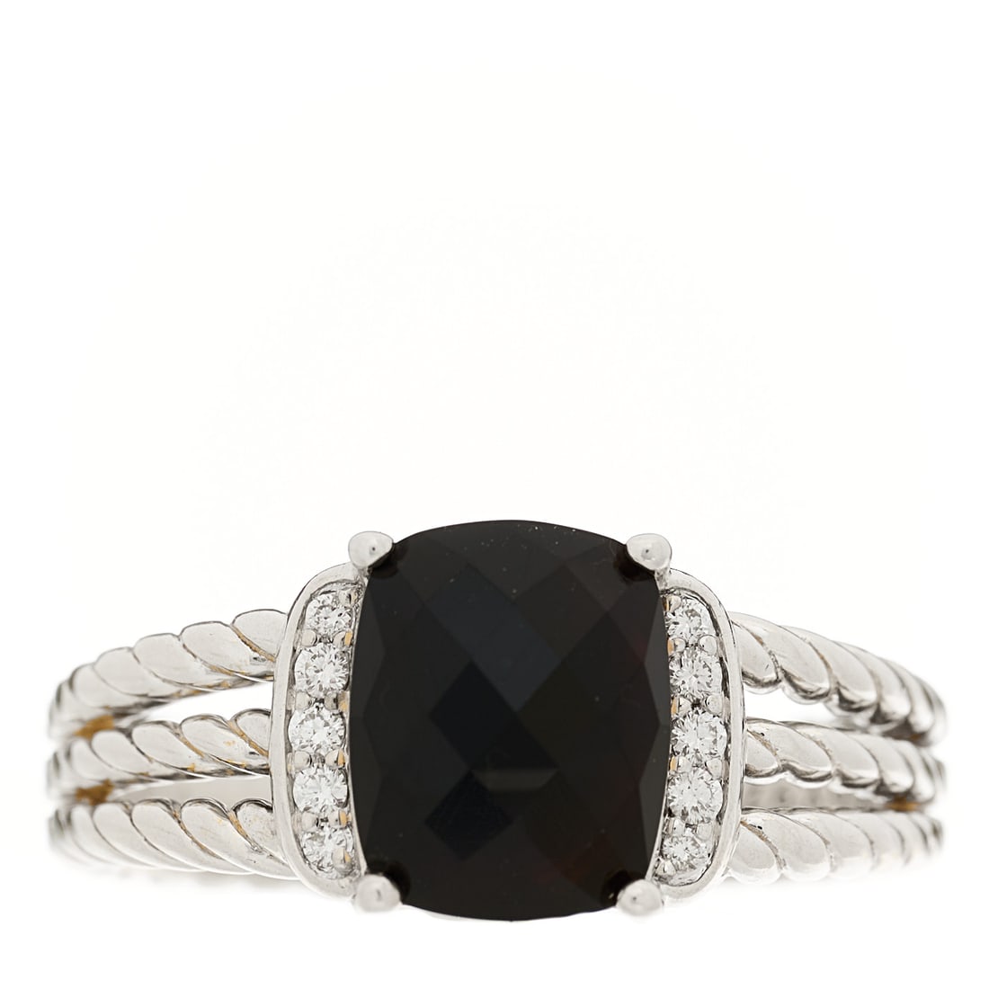 David Yurman Sterling Silver Diamond Black: David Yurman Sterling Silver Diamond Black Onyx 10mm Petite Wheaton Ring 58 8.25 Brand: DAVID YURMAN Condition: Shows Wear Condition Details: Hardware: Scratch(es), , Pouch, Due to grading limitations