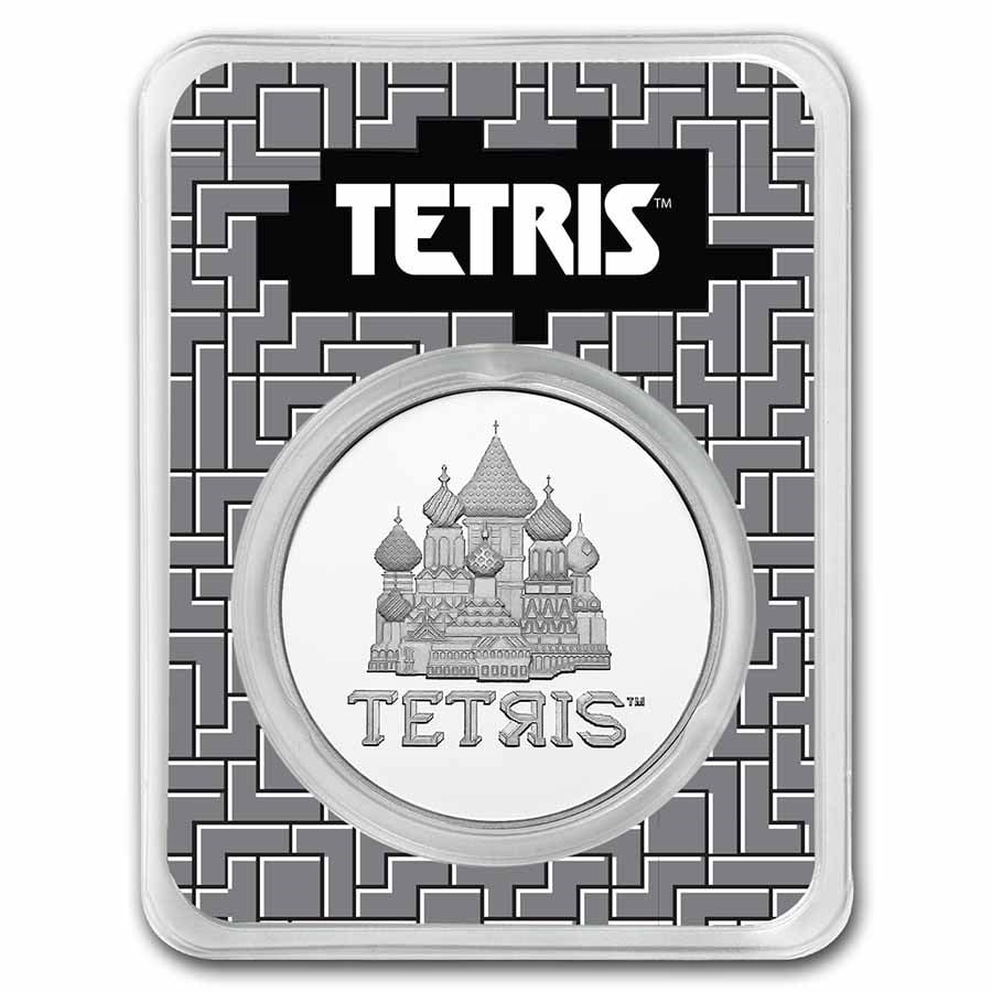 Tetris St. Basils Cathedral 2021 Niue: Tetris St. Basils Cathedral 2021 Niue 1 oz Silver $2 BU in TEP SKU no: RBJ232249;Year: 2021;Grade: None;Grade Service: None;Denomination: 2 Dollars;Mint Mark: N/A - Not Available;Metal Content: 1 troy