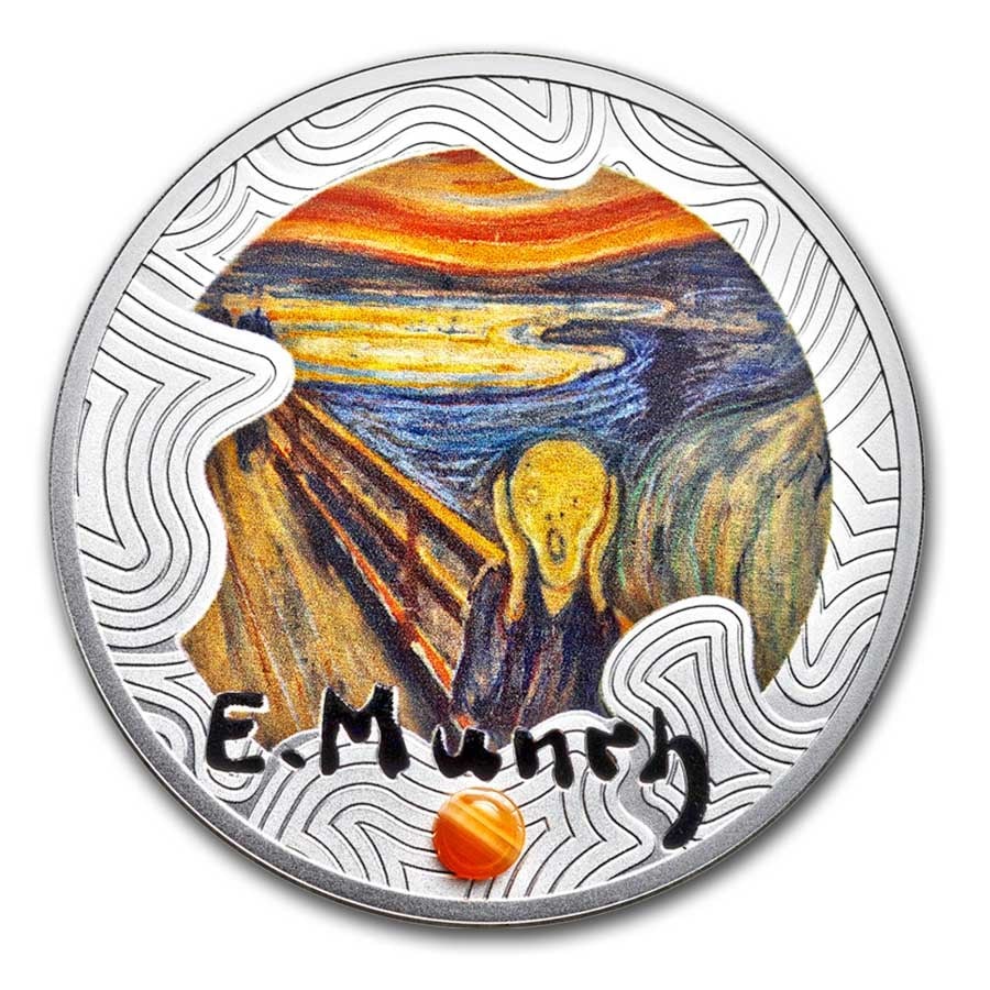 2024 Cameroon Silver Proof 160th Anniv.: 2024 Cameroon Silver Proof 160th Anniv. Edvard Munchs The Scream SKU no: RBJ294184;Year: 2024;Grade: Proof;Grade Service: None;Denomination: 500 Francs;Mint Mark: Not Shown;Metal Content: 0.544 troy o