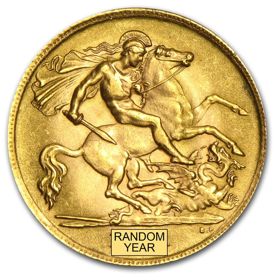 Great Britain Gold Half Sovereign (Random): Great Britain Gold Half Sovereign (Random) Avg Circ SKU no: RBJ10982;Year: Random;Grade: Average Circulated;Grade Service: None;Denomination: 1/2 Sovereign;Mint Mark: Not Shown;Metal Content: 0.1177 t