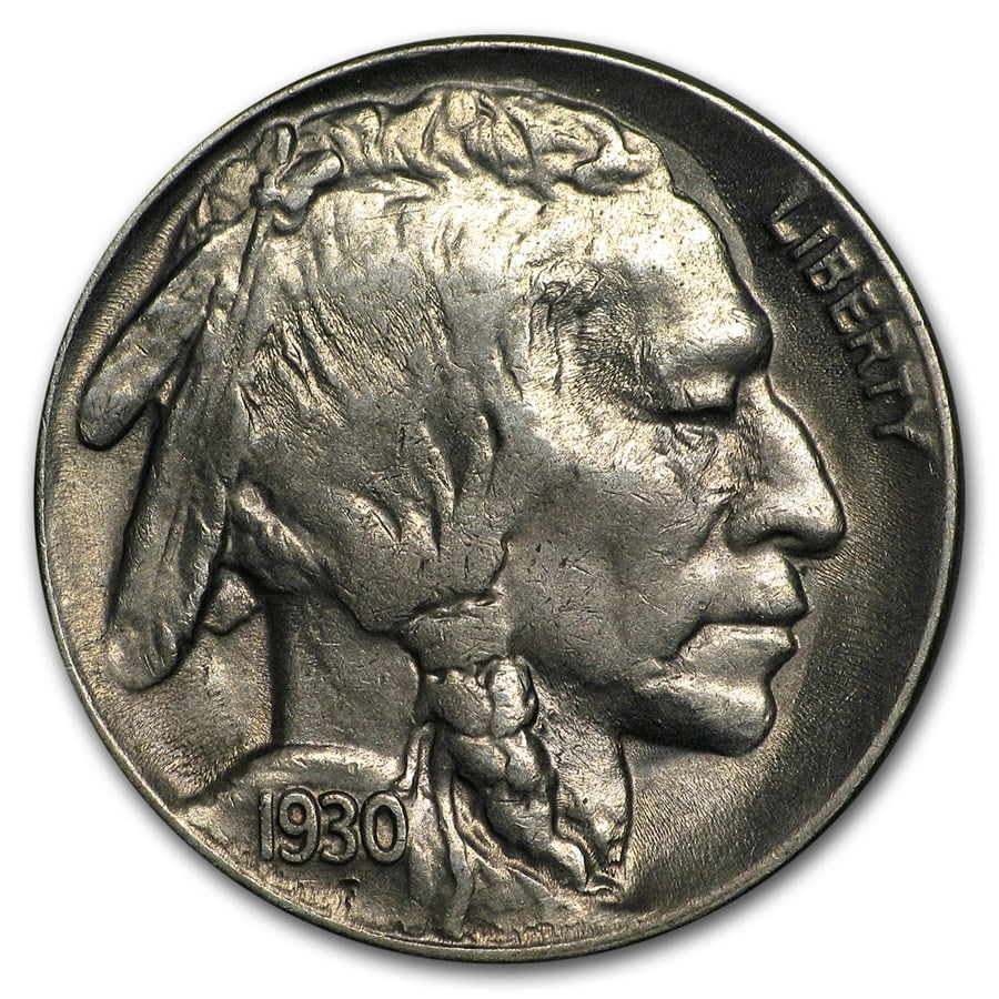 1930-S Buffalo Nickel AU: 1930-S Buffalo Nickel AU SKU no: RBJ1976;Year: 1930;Grade: Almost Unc;Grade Service: None;Denomination: $0.05;Mint Mark: S - San Francisco;Metal Content: 0 troy oz;Purity: N/A;Thickness: 1.95 mm;Diame