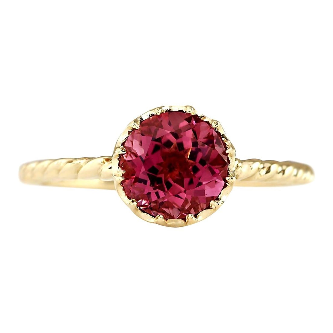 Tourmaline Ring 14K Yellow Gold: Natural Tourmaline Ring 14K Yellow Gold Ring Size: 7 US, Resizable Metal: Yellow Gold Stone: Tourmaline Stone Cut: Round Cut Place of Origin: United States Period: 2010- Date of Manufacture: 2023 Cond