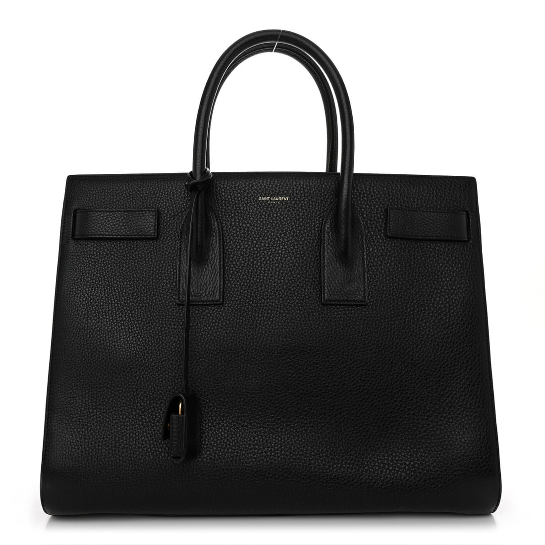 Saint Laurent Grained Calfskin Large Sac: Saint Laurent Grained Calfskin Large Sac De Jour Carryall Black Brand: SAINT LAURENT Condition: Shows Wear Condition Details: Interior: Residue marks, scuffs, surface wear, Handle: Wear at resin glazi