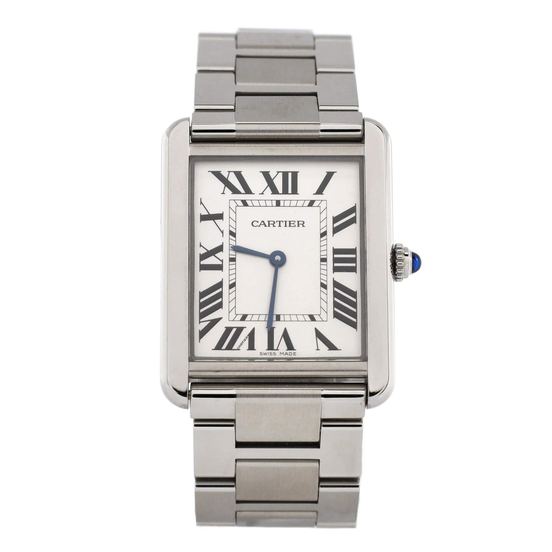Cartier Tank Solo Quartz Watch Stainless: Cartier Tank Solo Quartz Watch Stainless Steel 27 Dial Color: Silver Band Color: Silver Band Material: Stainless Steel Case Material: Stainless Steel Movement: Quartz Crystal: Sapphire Wa
