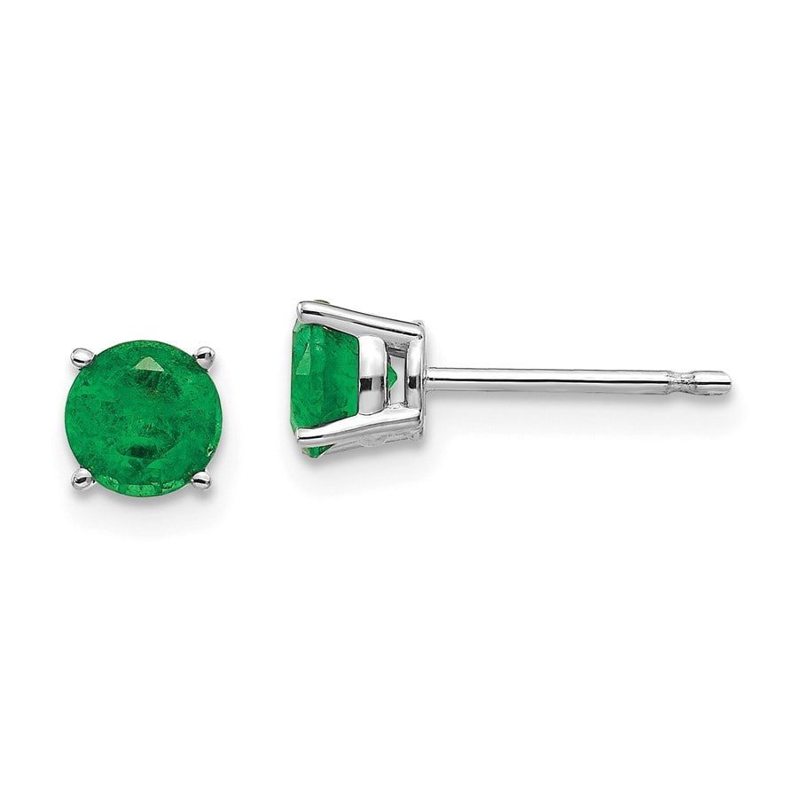 14k White Gold 5 mm Emerald: 14k White Gold 5 mm Emerald Earrings SKU no: RBJ166225;Metal: Gold;Purity: 14k;Length Of Item: 5 mm;Stone Type: Emerald;Stone Color: Green;Earring Closure: Post & Push Back;Earring Type: Stud Guidelin