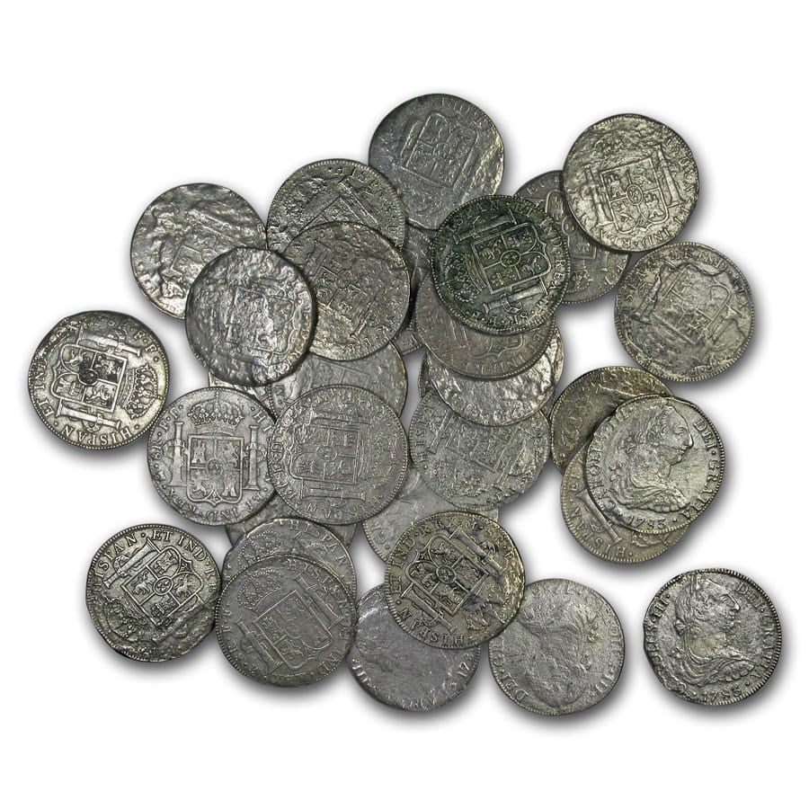Mexico-Mo Silver 8 Reales Charles III: Mexico-Mo Silver 8 Reales Charles III Shipwreck Effect SKU no: RBJ201737 Grade: Genuine Grade Service: None Denomination: 8 Reales Mint Mark: Mo - Mexico City Metal Content: 0.7858 troy oz