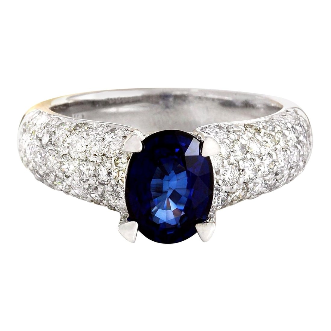Sapphire Diamond Ring In 14K Solid: Sapphire Diamond Ring In 14K Solid White Gold 3.22 Carat Natural Sapphire 14K Solid White Gold Diamond Ring Item Type: Ring Item Style: Engagement Material: 14K White Gold Mainstone: Sapphire