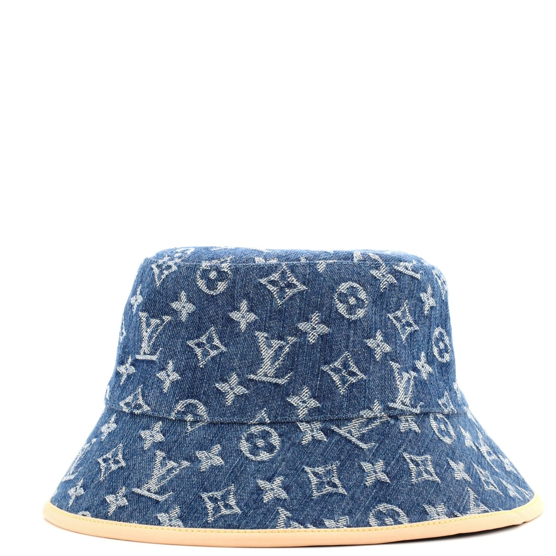 Louis Vuitton Bucket Hat LV Remix: Louis Vuitton Bucket Hat LV Remix Monogram Denim Exterior Color: Blue Interior Color: Blue Exterior Material: Denim, Leather Interior Material: Cotton Hardware Color: Gold Accessories: No Accessor