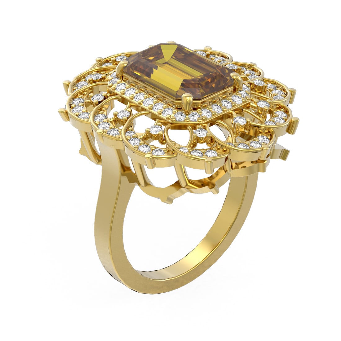 5.39 ctw Canary Citrine & Diamond Ring 18K Yellow Gold: 5.39 ctw Canary Citrine & Diamond Ring 18K Yellow Gold Item: Citrine Canary Ring Total Gem weight: 5.39 carats Metal: Solid 18K Yellow Gold Gold Product Weight: Approx. 8.9 grams Jewelry Note: