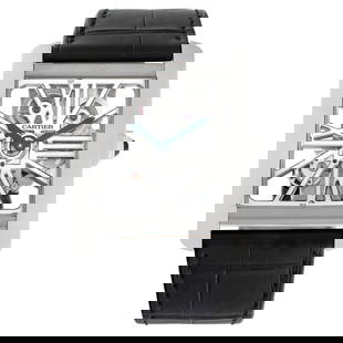 Unused Cartier Tank "MC Skeleton" 18k: Unused Cartier Tank "MC Skeleton" 18k White Gold Wristwatch Ref W5310026 Brand: Cartier Case Material: White Gold, Palladium Case Dimensions: Height: 1.74 in (44 mm) Width: 1.34 in (34 mm) Period: 201