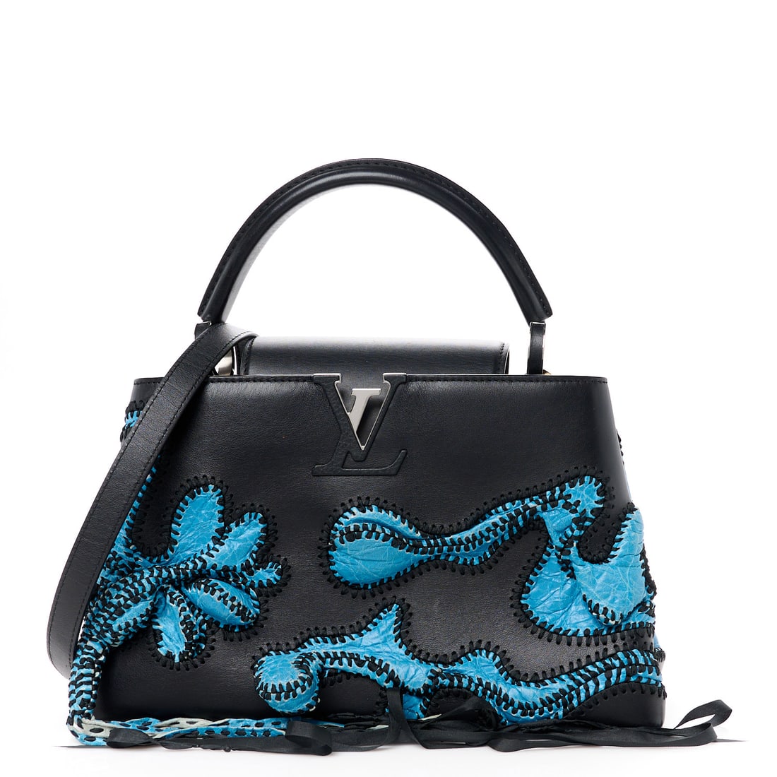 Louis Vuitton Calfskin Lambskin Artycapucines Nicholas: Louis Vuitton Calfskin Lambskin Artycapucines Nicholas Hlobo PM Black Brand: LOUIS VUITTON Condition: Shows Wear Condition Details: Interior: Residue marks, scuffs, surface wear, marks, Exterior: Corn