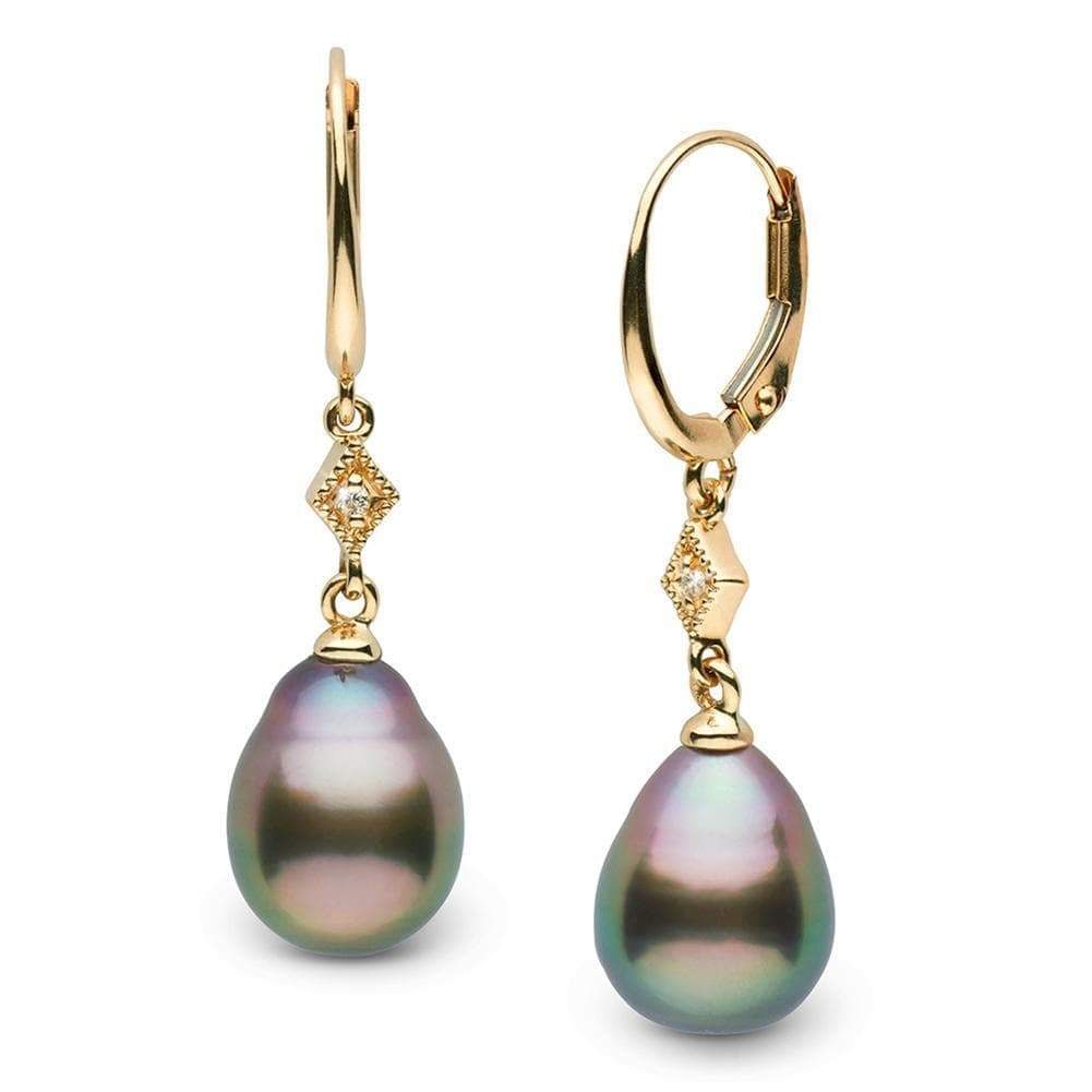Black Tahitian Drop-Shaped Pearl and Diamond Aerie Collection Dangle Earrings: Black Tahitian Drop-Shaped Pearl and Diamond Aerie Collection Dangle Earrings 14K White Gold / 9.0-10.0mm Guidelines for Bidding We recommend for all bidders to review the LiveAuctioneers bidding FAQ 