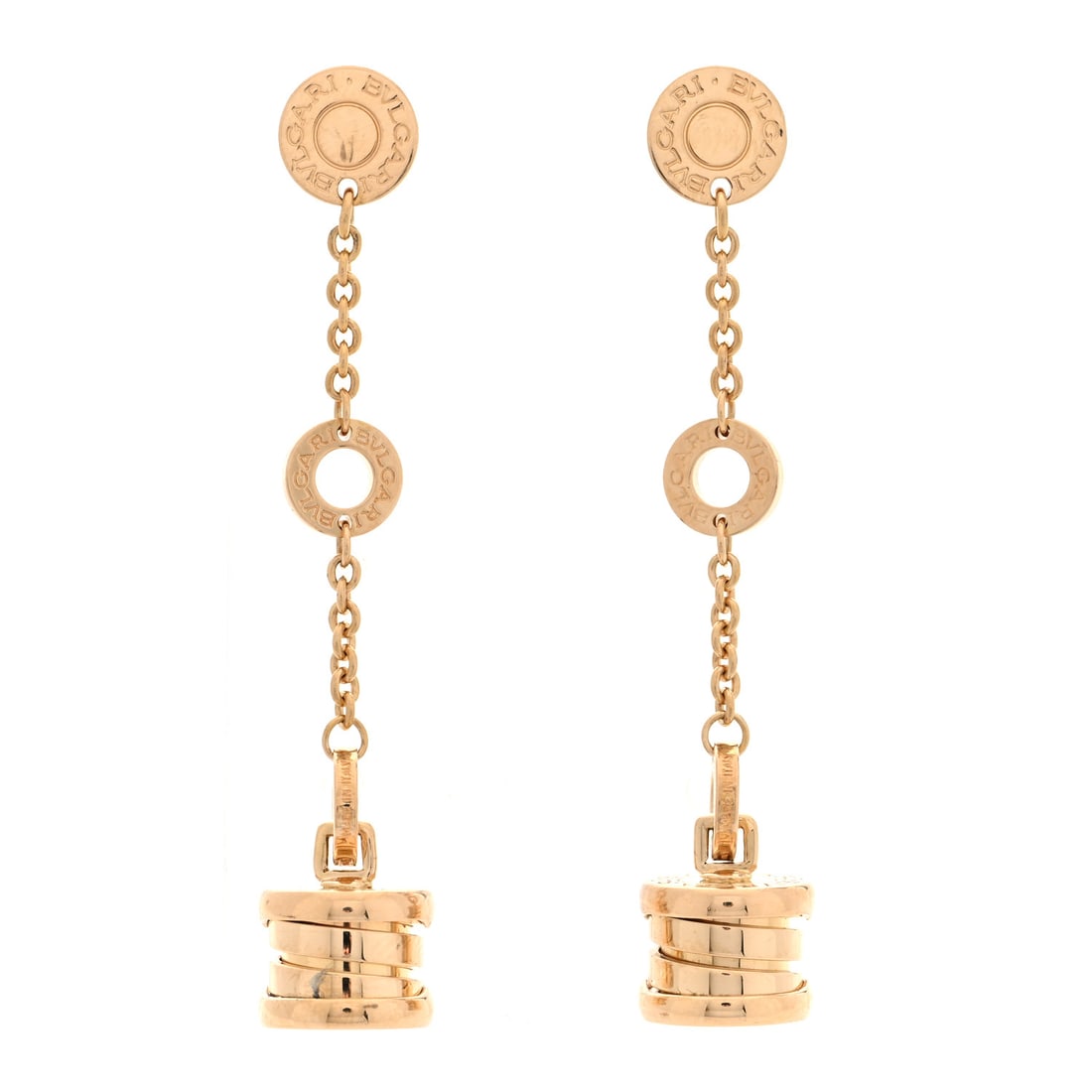 Bulgari 18K Yellow Gold B.Zero1 Drop: Bulgari 18K Yellow Gold B.Zero1 Drop Earrings Brand: BULGARI Condition: Excellent Condition Details: Hardware: Faint scratch(es), , Box, Case, Due to grading limitations imposed by mounted stones, all